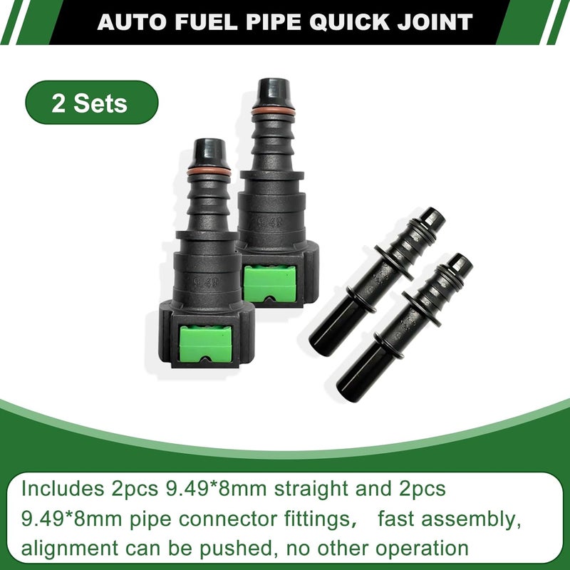 Japtend Fuel Line Quick Connect Set, 2 Sets Fuel Line Hose Release Connect Fittings Include Straight Pipe Connector SAE 9.49mm to ID 8mm - Image 5